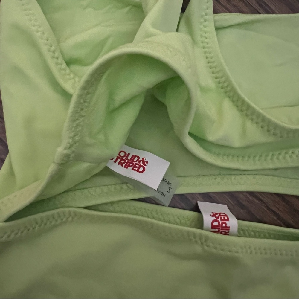 Solid & Striped Lime Green One Shoulder Bikini - … - image 2